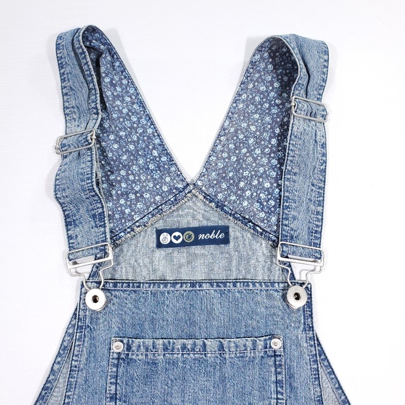 Noble Medium Wash Denim Overalls  Short-Alls NWT - Picture 2 of 4